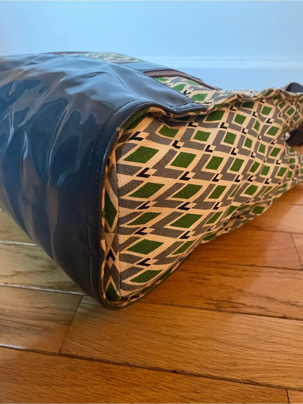 Tory Burch EUC Geo Logo Canvas Tote - Green
